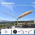 PURPLE LEAF Cantilever Umbrella 10' X 10' Solar LED Light Patio Deck, Support - Image 4