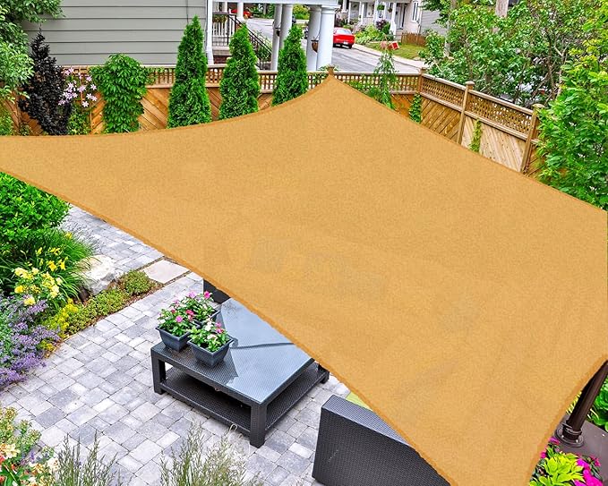AsterOutdoor Sun Shade Sail Rectangle 8' x 12' UV Block Canopy by AsterOutdoor