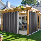 NICETOWN Patio Curtains Outdoor Waterproof W100 x L95 in Grey 2 PCs | Windproof by NICETOWN