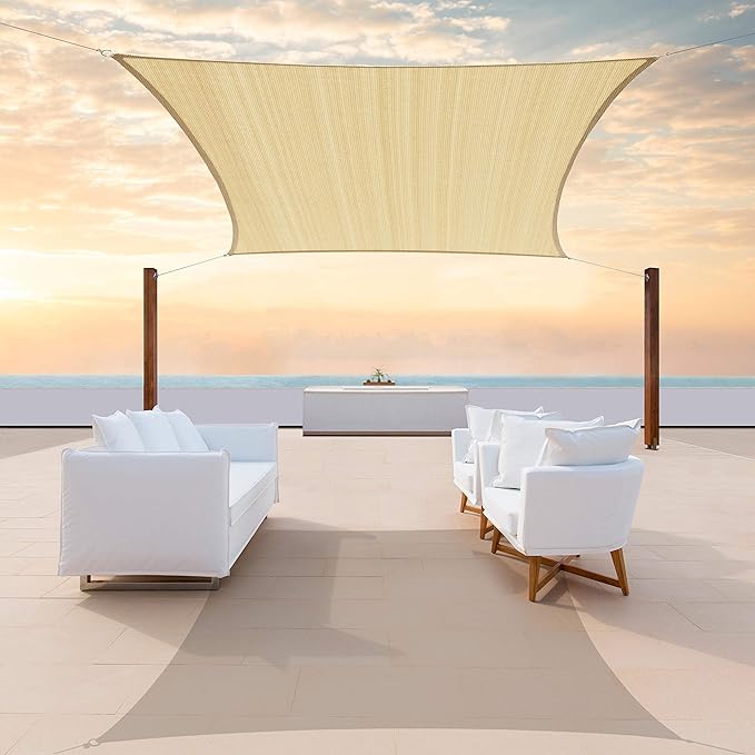 Colourtree TAPR0810 Custom Size 8' x 10' Beige Sun Shade Sail UPF50 Canopy UV by ColourTree