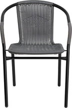 Flash Furniture Lila 2 Pack Gray Rattan Indoor-Outdoor Restaurant Stack Chair | - Image 5