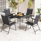GIANTEX Set of 2 Patio Folding Chairs, Outdoor Patio Dining Chairs w/Armrest - Image 9