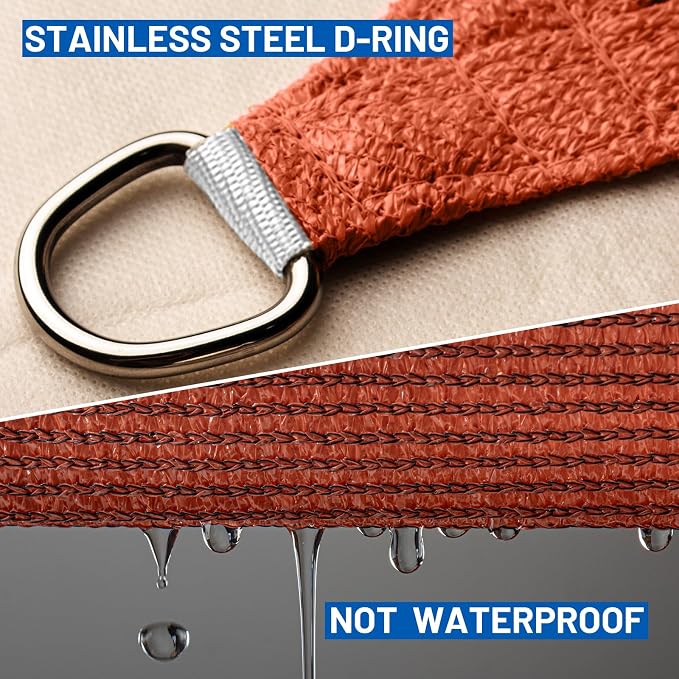 Sun Shade Sail 11'x20' Terra Red Rectangle Custom Size | 95% UV Block, Cooling - Image 6
