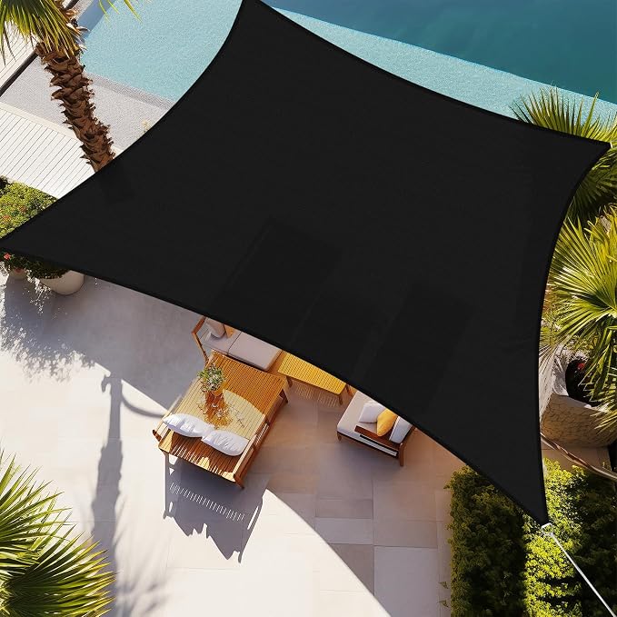 Shade&Beyond 15'x30' Sun Shade Sail Canopy Rectangle, UV Block Breathable Black by ShadeBeyond