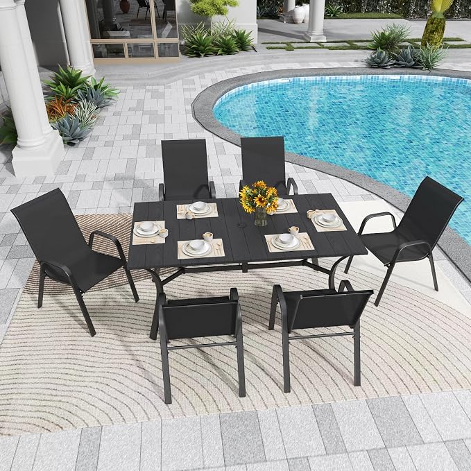 Stackable Patio Chairs Set of 8, Outdoor Chairs Set - Image 4