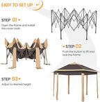 Yaheetech 13x13 Pop Up Gazebo Double-Tier w/Mesh Netting Patio Canopy Brown | - Image 5