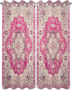 Pink Bohemian Outdoor Curtains for Patio Waterproof, Grommet Privacy Curtain - Image 2