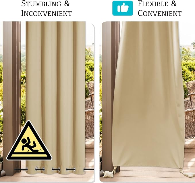 RYB HOME Outdoor Curtains for Patio Waterproof, Windproof - Image 5