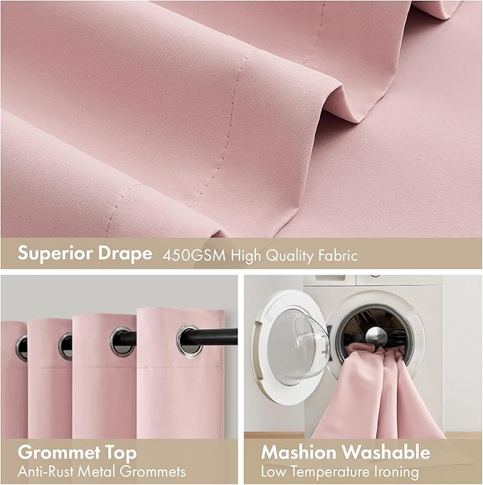 MIULEE Light Pink 100% Blackout Short Curtains - Image 7