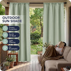 Outdoor Curtains for Patio Waterproof, 8 Panels, Rod Pocket | Weatherproof & - Image 3