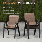 Patio Chairs Set of 6, Stackable Outdoor Chairs - Image 5