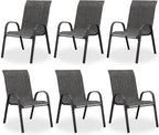 Patio Dining Chairs Set of 6, Outdoor Stackable Dining Chairs High Back by VonzoyHome
