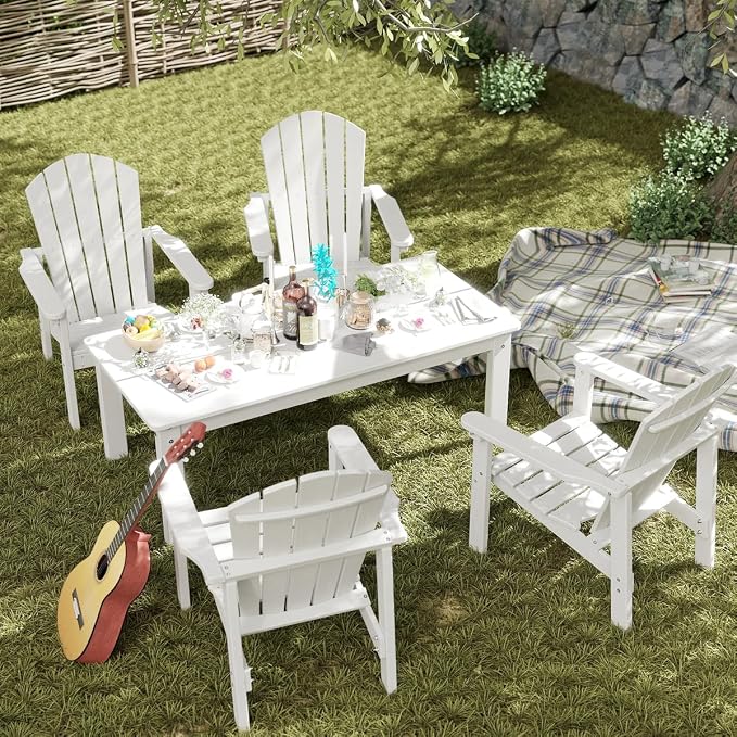 Stackable Set, 4 Chairs with 47in Table, All-Weather HDPE, 4 Stackable - Image 3