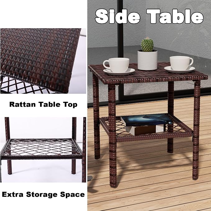 DECMICO 3-Piece Patio Furniture Set, Wicker Rocking Chairs - Image 7