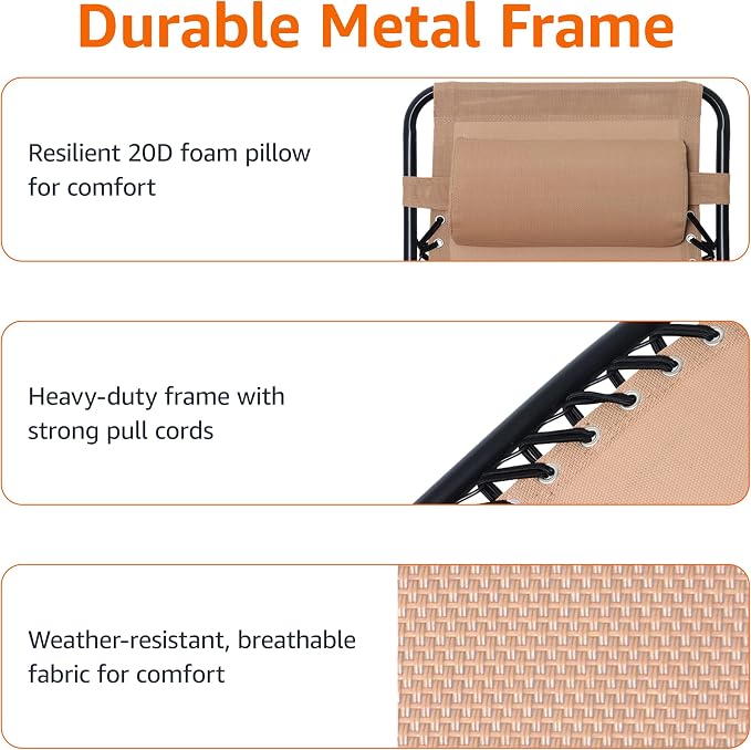 Amazon Basics Outdoor Textilene Adjustable Zero Gravity Folding Reclining - Image 6