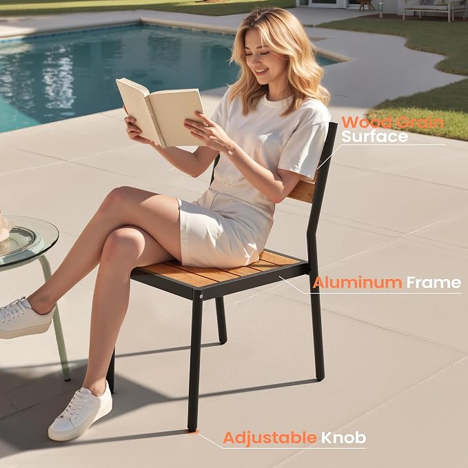 Pellebant Stackable Outdoor Patio Dining Chairs Set of 4 | Aluminum Armless - Image 8