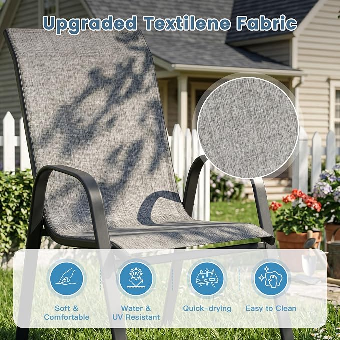 DIFY Patio Chairs Set of 2, Stackable Outdoor Dining Chairs Set - Image 5