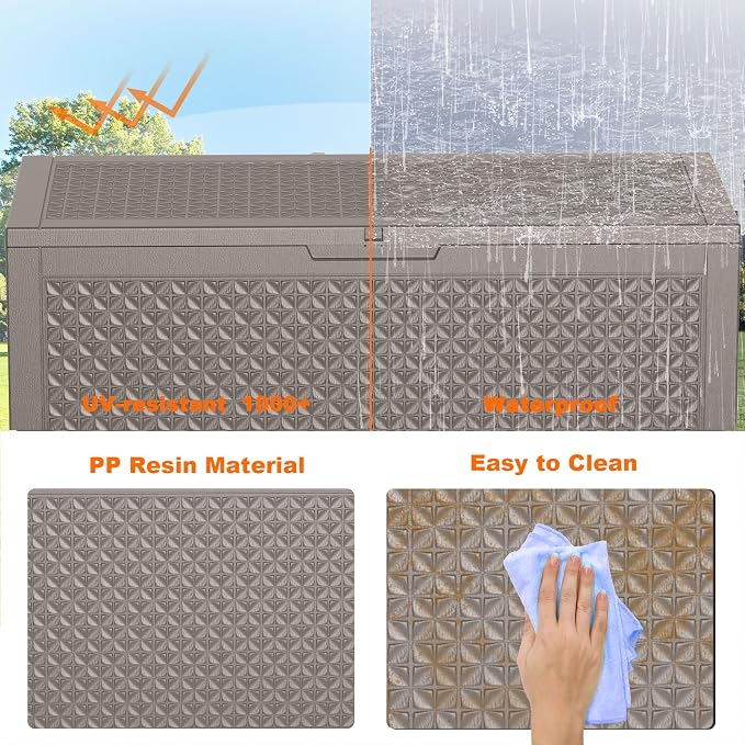 110 Gallon Outdoor Deck Box, Resin Waterproof Storage Box - Image 8