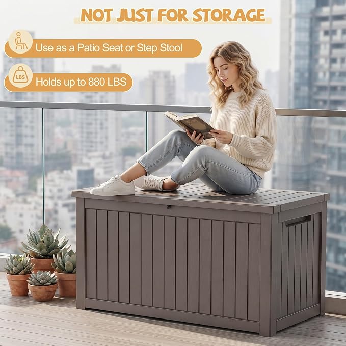 Outdoor Storage Box Waterproof, 300 Gal Gen 2 Resin Deck Box - Image 8