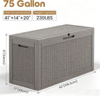 Outdoor Storage Box, 75 Gallon Resin Deck Boxes Outdoor Waterproof - Image 2