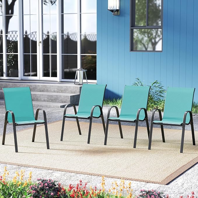 Tangkula Patio Dining Chairs Set of 2, Outdoor Stackable All Weather Heavy Duty - Image 8