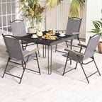 GIANTEX Set of 2 Patio Folding Chairs, Outdoor Patio Dining Chairs w/Armrest - Image 9