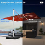 PURPLE LEAF Cantilever Umbrella 9' X 12' Solar LED Light Patio, Brick Red | - Image 7