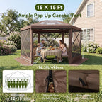 Aoxun 15x15ft Pop Up Canopy Tent, Screen Tent - Image 5