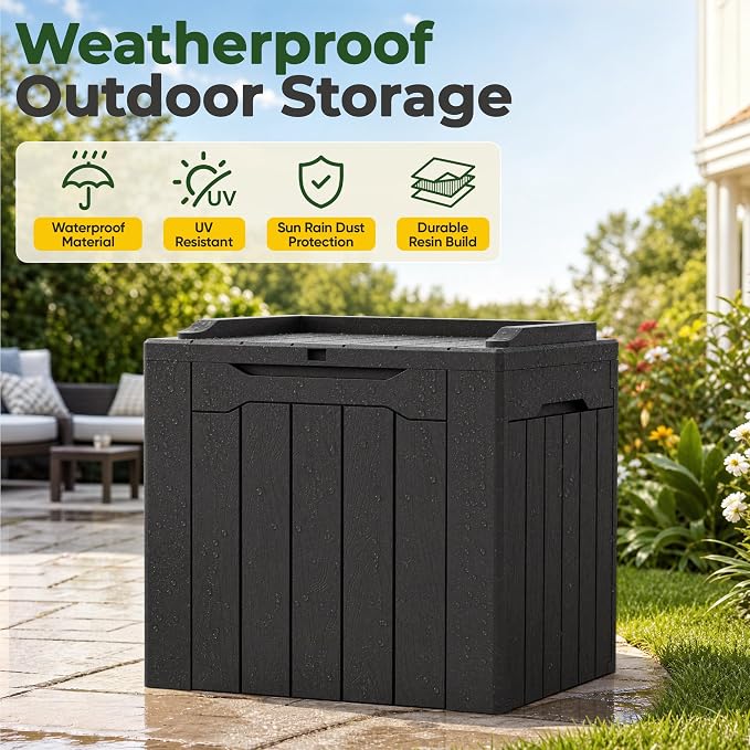 Flamaker Deck Box 31 Gallon Waterproof Resin Small Storage Box - Image 6