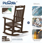 Oversized HDPE Outdoor Rocking Chair, All-Weather Resistant, Coffee | Heavy - Image 6