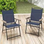 GIANTEX Set of 2 Patio Folding Chairs, Outdoor Patio Dining Chairs w/Armrest - Image 7