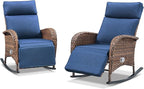 Zero Gravity Patio Rocking Wicker Recliner Chairs Set of 2- Wicker Outdoor - Image 7