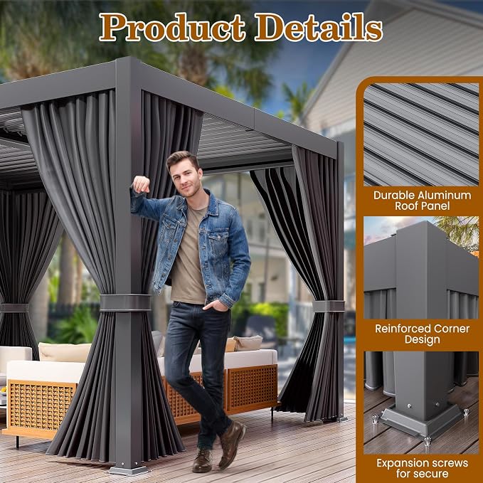 10' x 12' Louvered Pergola - Image 8