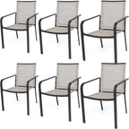Anmutig Stackable Outdoor Dining Chairs Set of 6, Textilene Fabric, Breathable by Anmutig