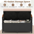 RELAX4LIFE Wicker Outdoor Storage Bench, Rattan Deck Box w/Protective Liner - Image 2