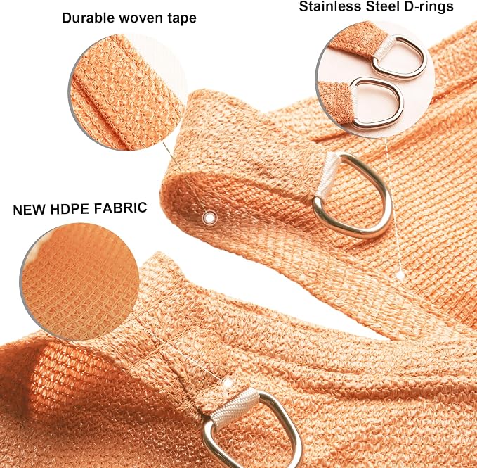 Sun Shade Sail 10'x22' Peach Fuzz Rectangle Custom Size | 95% UV Block - Image 3