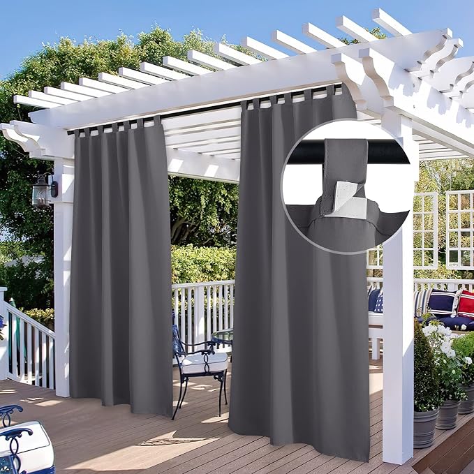 2 Panels Outdoor Curtains for Patio Waterproof, Thick Privacy Room Dividers for by StangH