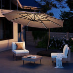 12FT Solar Powered LED Light Cantilever Patio Umbrella by ENSTVER