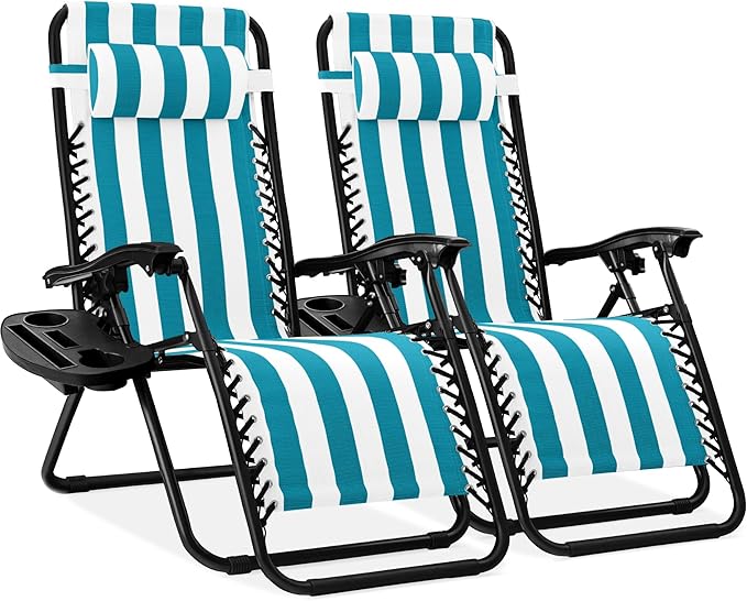 Best Choice Products Set of 2 Adjustable Steel Mesh Zero Gravity Lounge Chair by Unknown