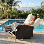 Oversized 2 Pieces Wicker Outdoor Recliner Loveseat - Image 6