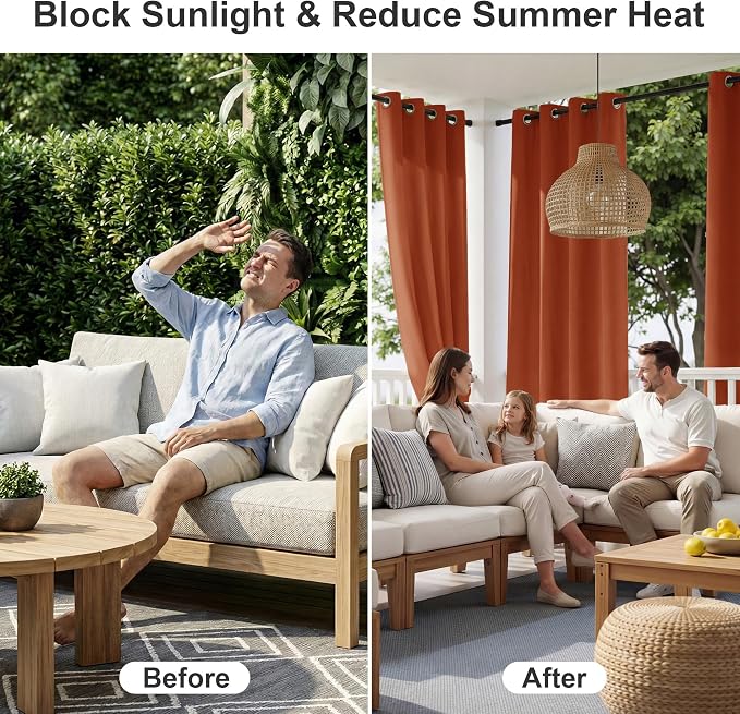 RYB HOME Extra Wide Outdoor Curtains - Image 2