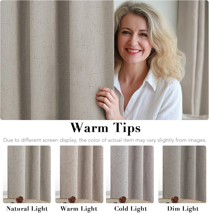 H.VERSAILTEX Linen Blackout Curtains Durable Thick Textured Linen Look 100% - Image 6