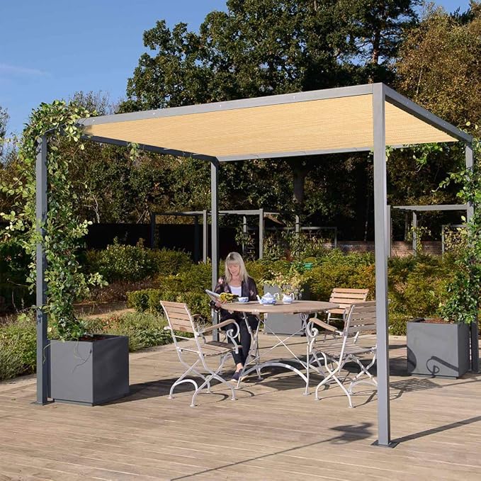 Eden's Decor Straight Flat-Edged Sun Shade Sail Rectangular 12' x 20' Beige - Image 6