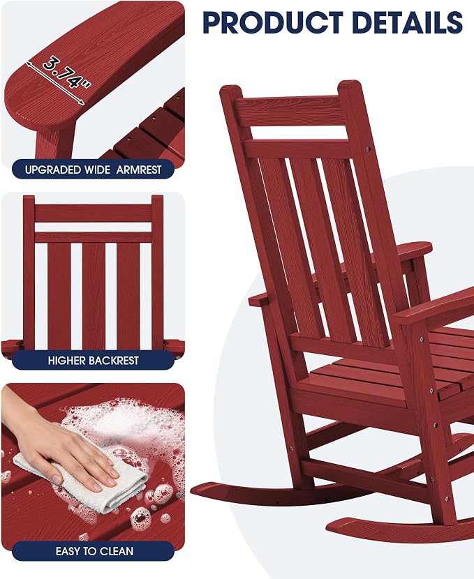Oversized Outdoor Rocking Chair, All-Weather Patio Rocking Chairs - Image 8