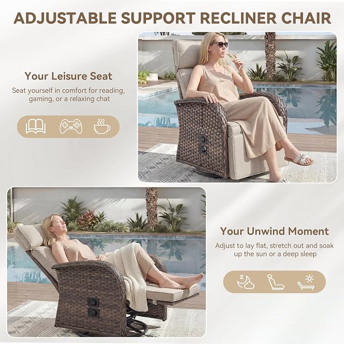 Zero Gravity Patio Swivel Recliner Chairs Set of 2 - Image 3