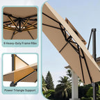 11×11 FT Double-Top Cantilever Patio Umbrella, Outdoor Umbrellas - Image 4