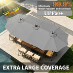 15ft Double-Sided Rectangle Patio Umbrella - Image 6