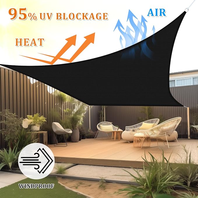 Shade&Beyond 6'x15' Sun Shade Sail Canopy Rectangle, UV Block Breathable Black - Image 2