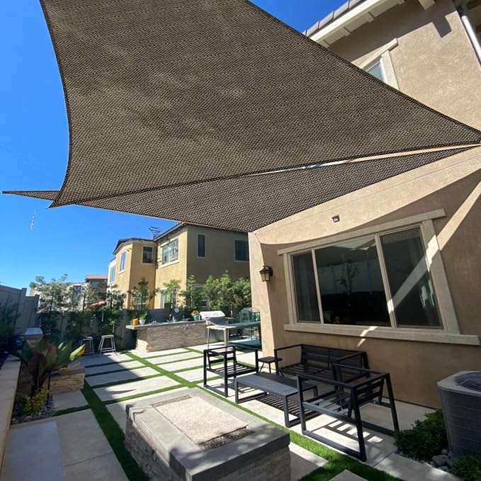 Sun Shade Sail 17'x24'x29.4' Brown Triangle Shade Cover Custom Size | 95% UV by SUNLAX