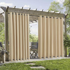 RYB HOME Extra Wide Outdoor Curtains 2 Panels or Patio Waterproof | Blackout by RYBHOME